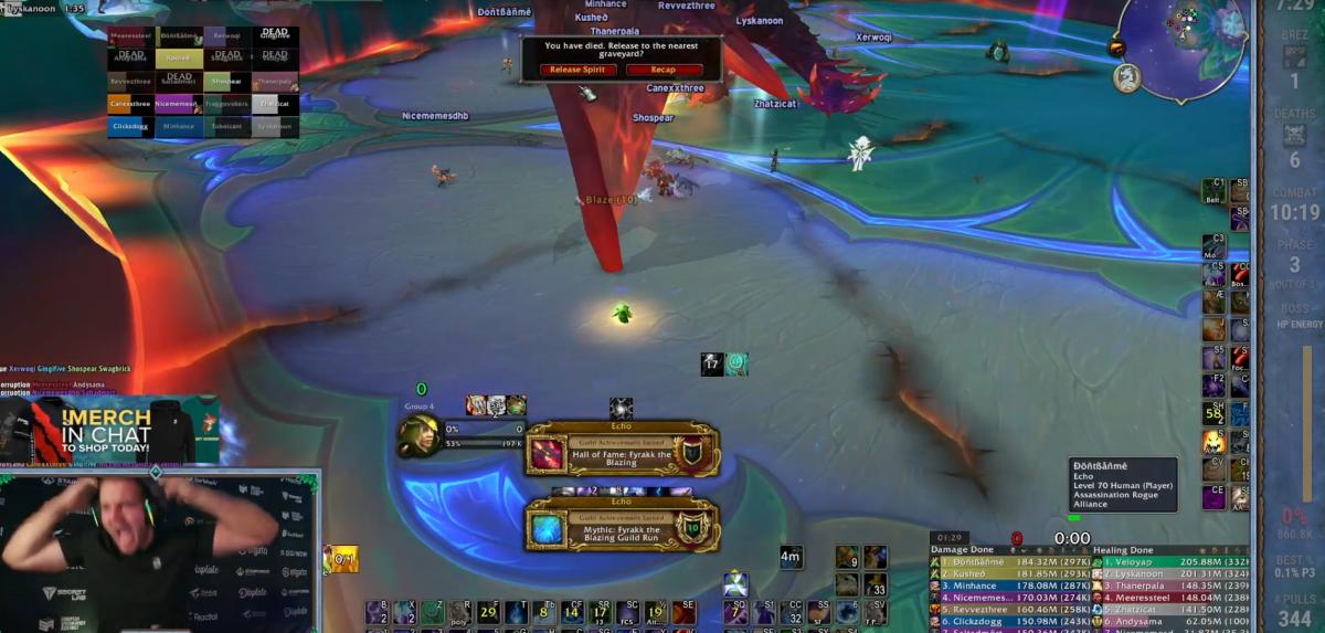 Echo's World First Kill on Fyrakk in Amirdrassil, the Dream's Hope Raid in World of Warcraft: Dragonflight via their Twitch Stream.